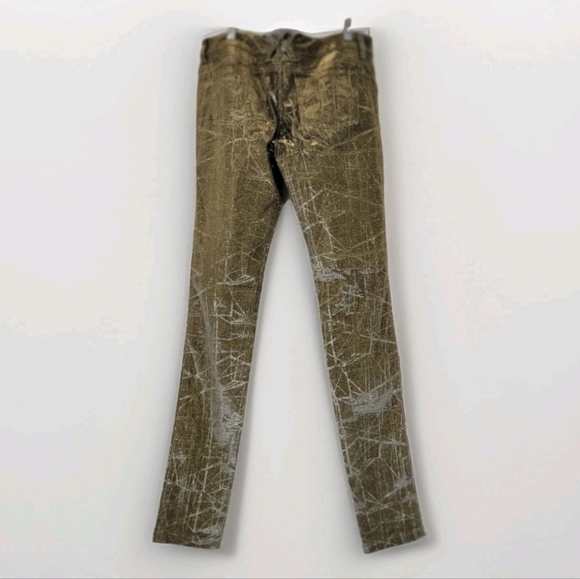Tripp NYC Shine On Metallic Pants Size 28 Gold Bronze Silver Halographic Flawed - Picture 11 of 16